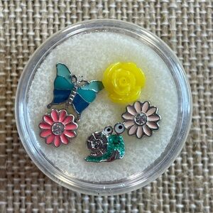 Origami Owl Colorful Charm Set with Butterfly and Flower Designs